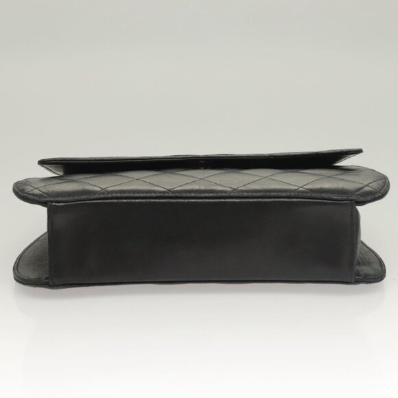 CHANEL Matelasse Chain Hand Bag Lamb Skin Black Silver CC Auth 133037 - Picture 6 of 16